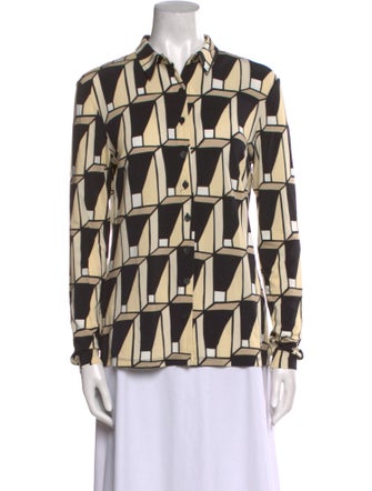 Siyu Printed Long Sleeve Button-Up Top