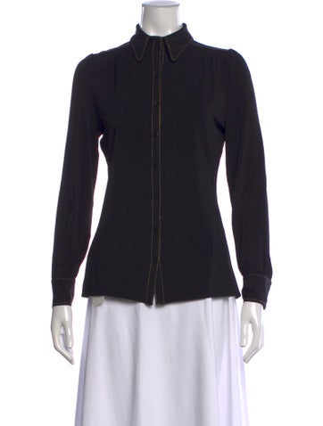 Pre-owned Siyu Long Sleeve Button-up Top In Black