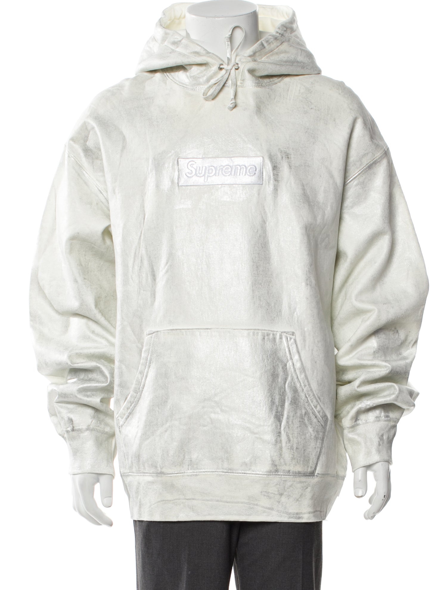 Supreme x MM6 2024 Foil Box Logo Hoodie - White Sweatshirts 
