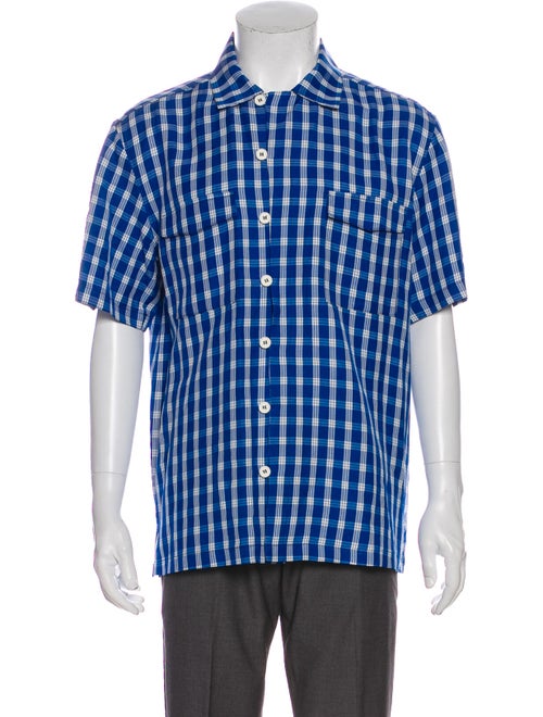 Sunnei Plaid Print Short Sleeve Shirt Blue
