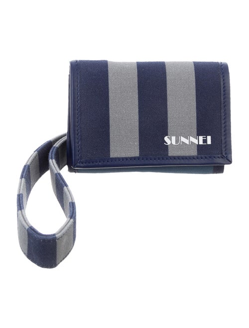 Sunnei Striped Canvas Wallet navy