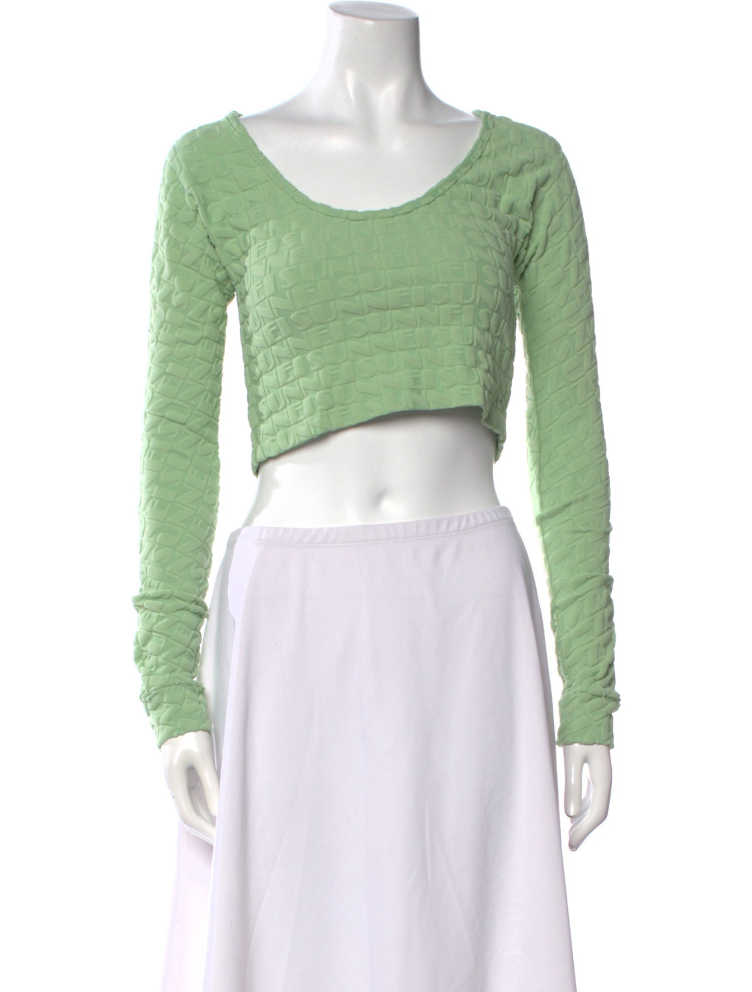 Sunnei Scoop Neck Long Sleeve Crop Top