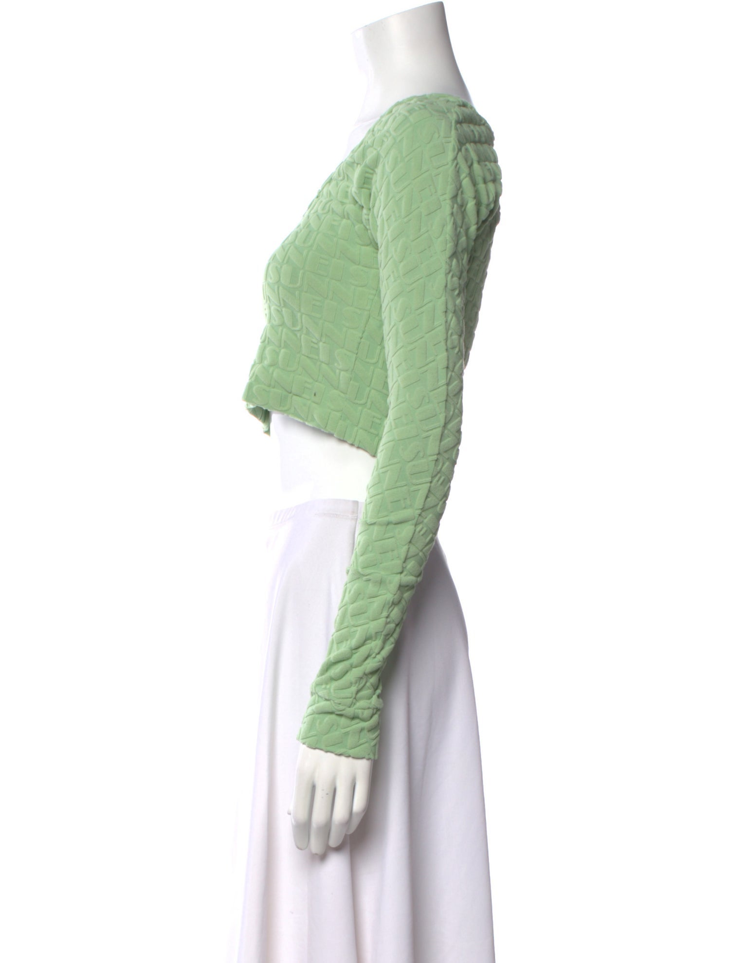 Sunnei Scoop Neck Long Sleeve Crop Top