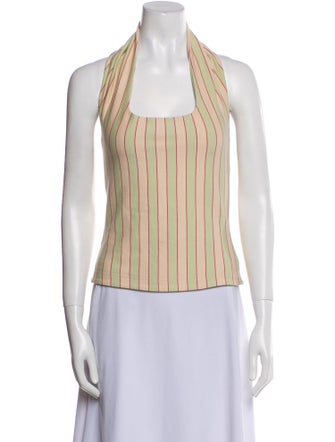 Sunnei Striped Square Neckline Top