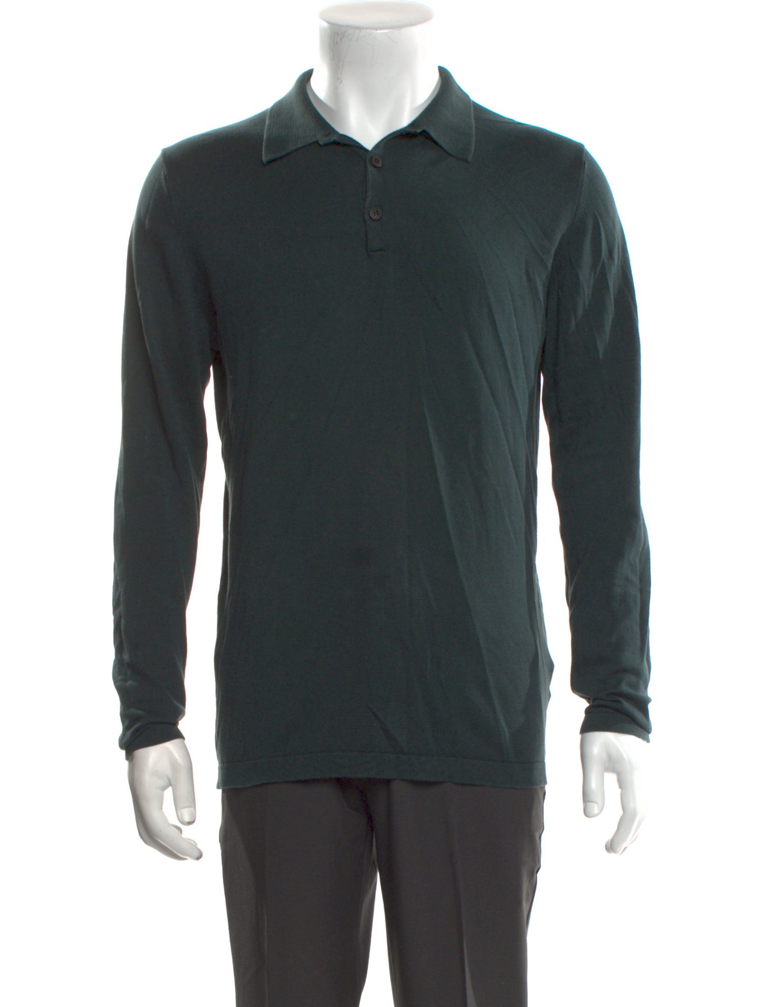 Sunspel V-Neck Long Sleeve Polo Shirt
