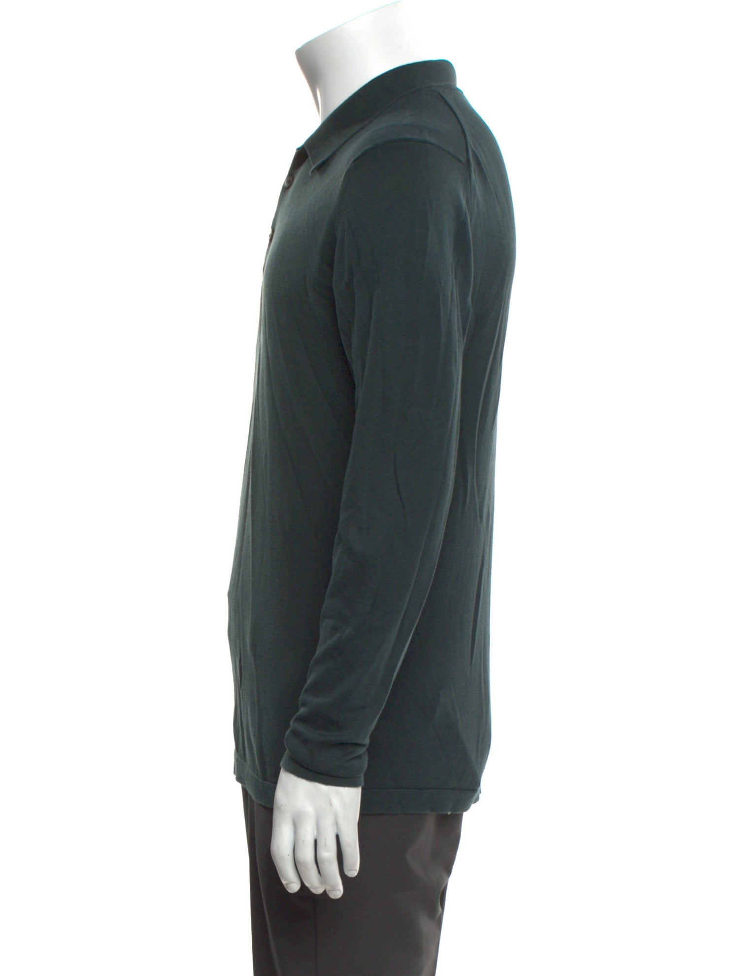 Sunspel V-Neck Long Sleeve Polo Shirt