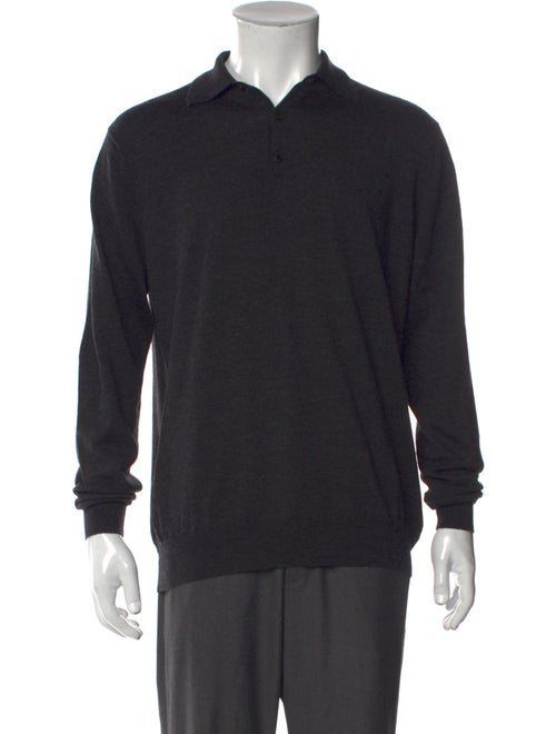 Sunspel Merino Wool Crew Neck Polo Sweater