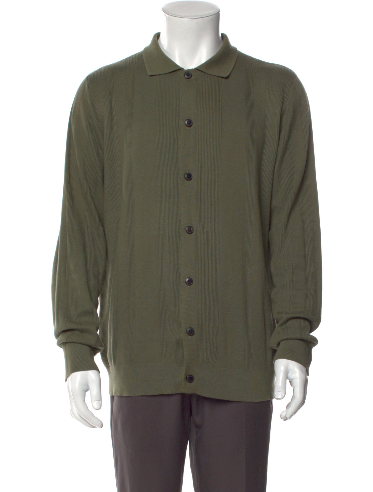 Sunspel V-Neck Long Sleeve Polo Shirt