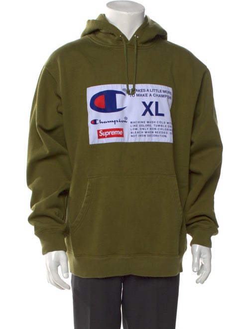 Supreme x Champion Graphic Print V-Neck Hoodie