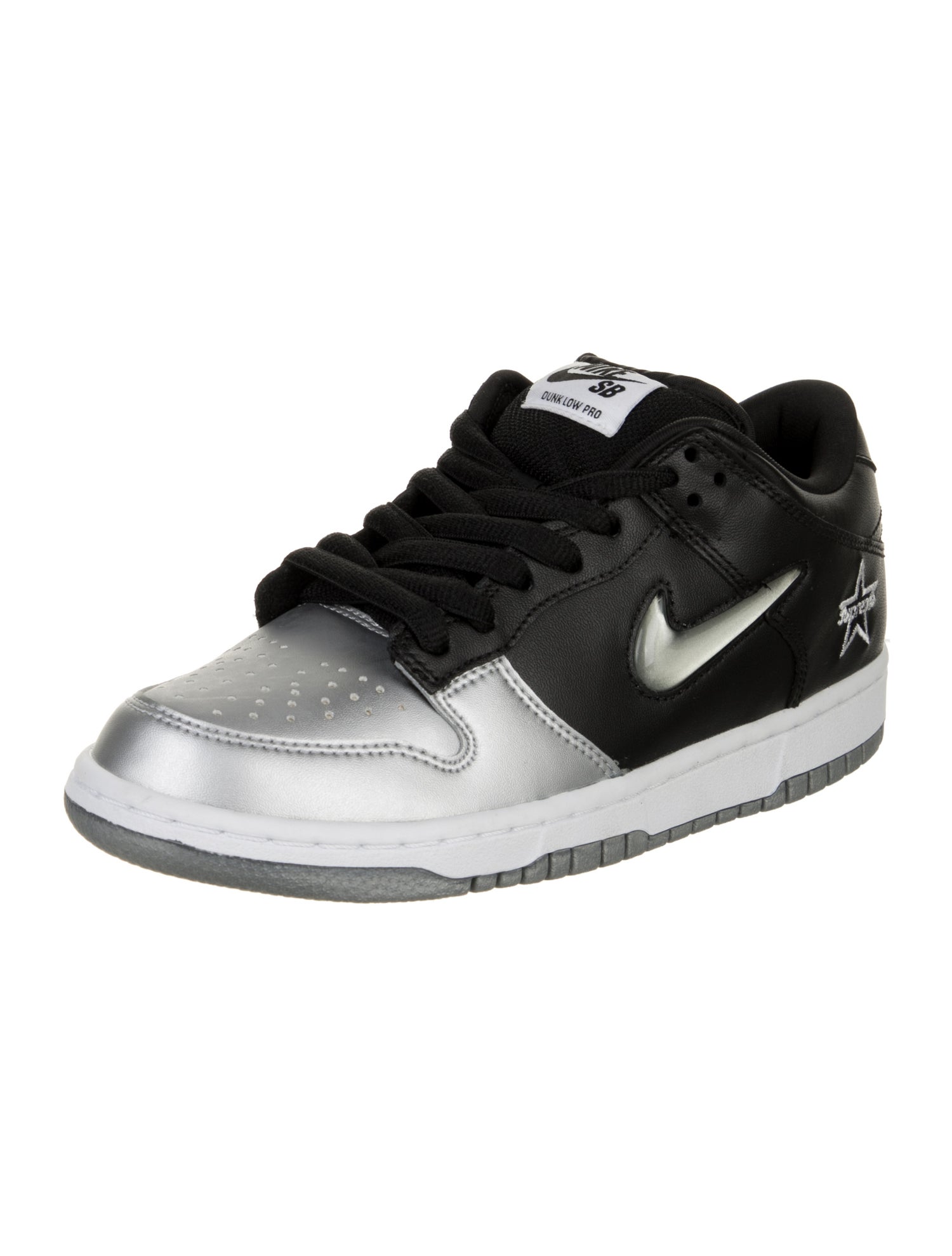 Supreme x Nike Dunk Low 'Jewel Swoosh Silver' Sneakers w/ Tags