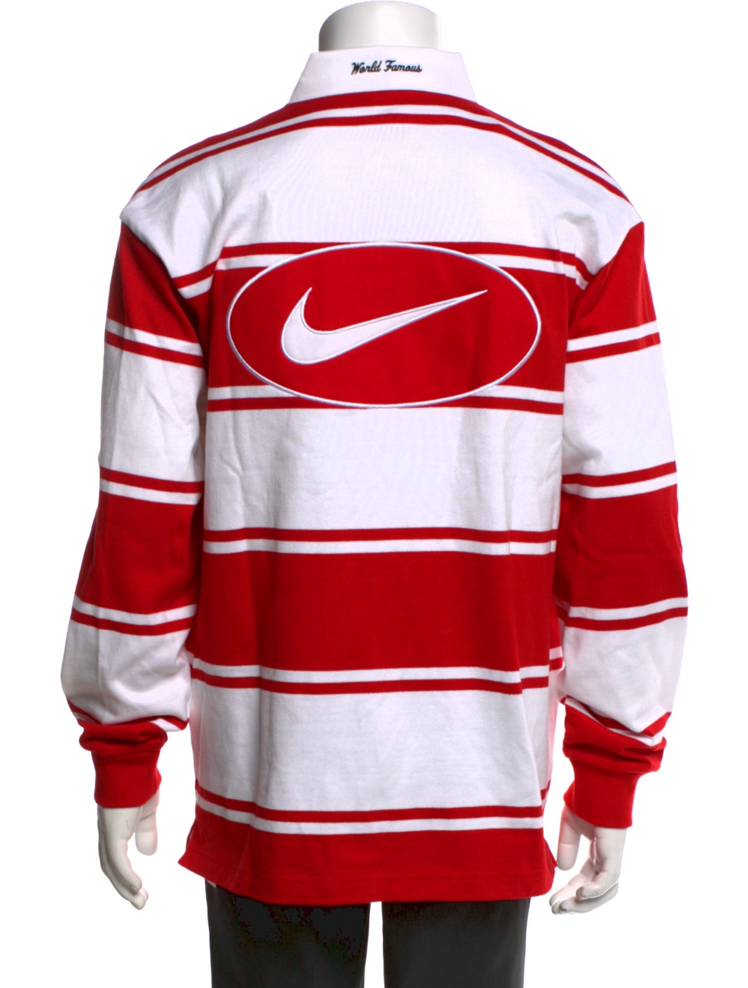 Supreme x Nike 2025 Stripe Rugby Polo Shirt w/ Tags - Red Polos