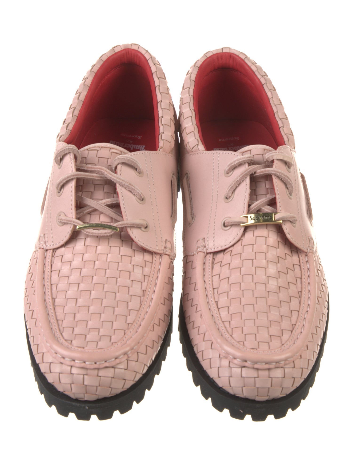 Supreme x Timberland 2022 Woven Leather 3-Eye Lug Boat Shoes
