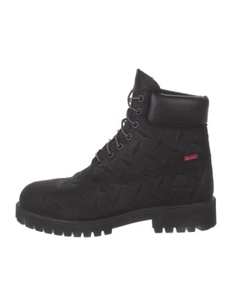 Supreme x Timberland 2023 6" Premium Waterproof Boot Diamond Plate Black Combat Boots