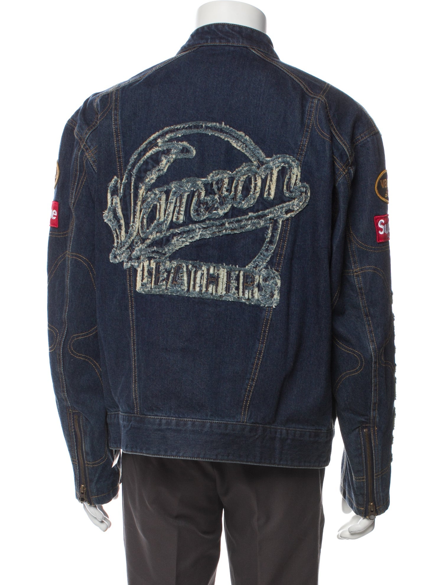 Supreme x Vanson Leathers 2022 Graphic Print Denim Jacket w/ Tags