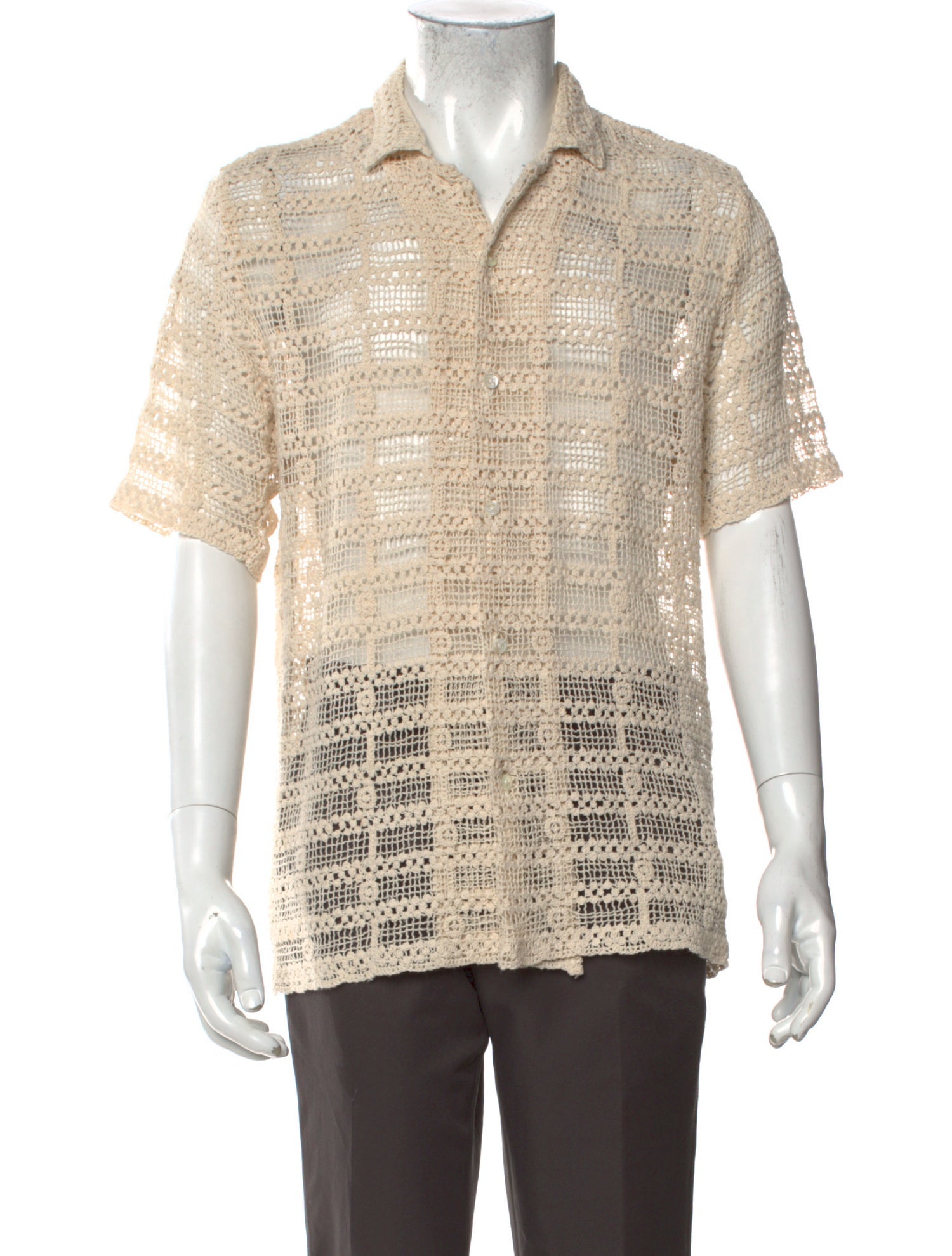CMMN SWDN Lace Pattern Short Sleeve Shirt