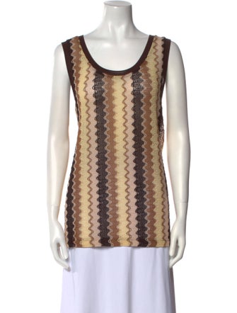 CMMN SWDN Printed Scoop Neck Top