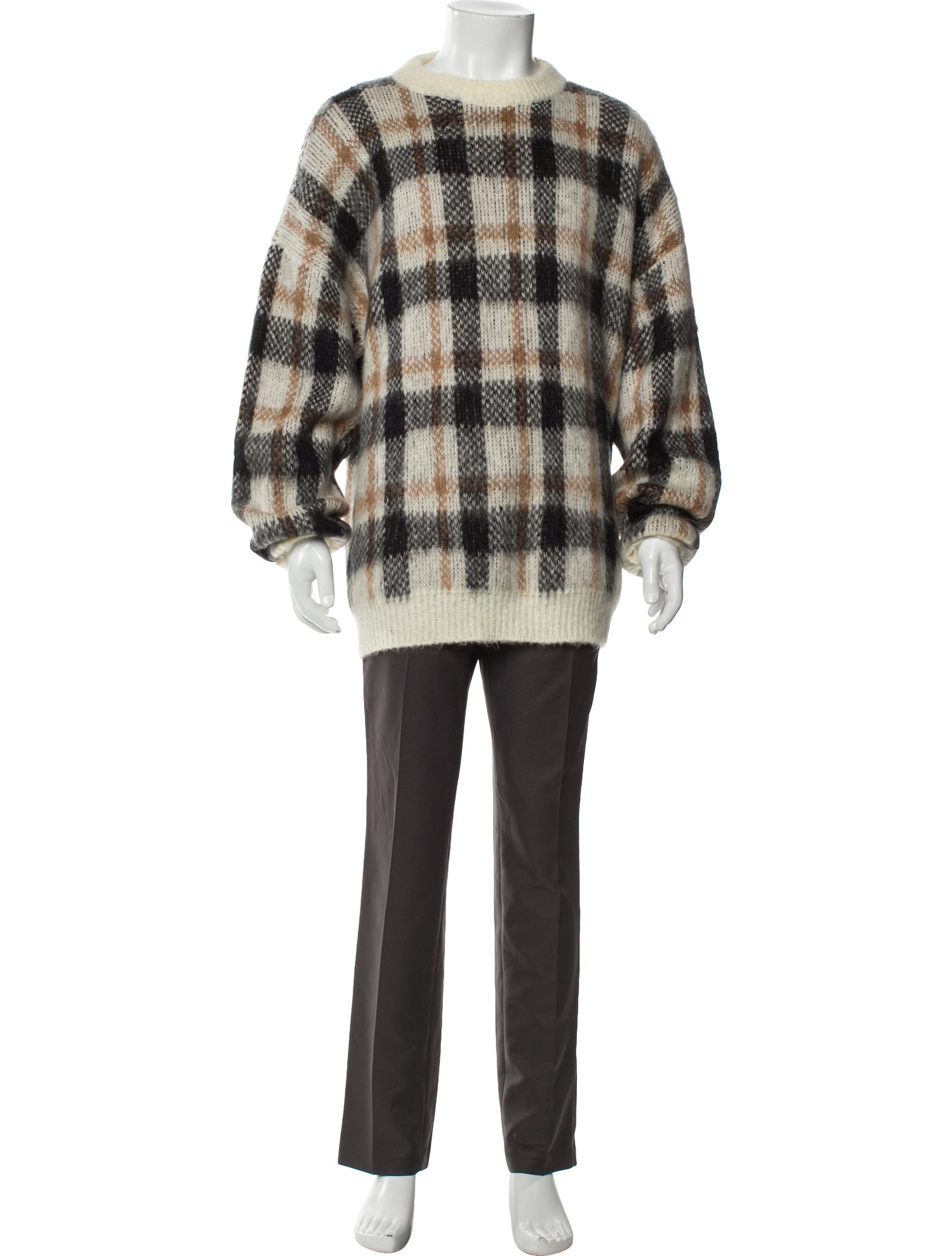 CMMN SWDN Plaid Print Crew Neck Pullover