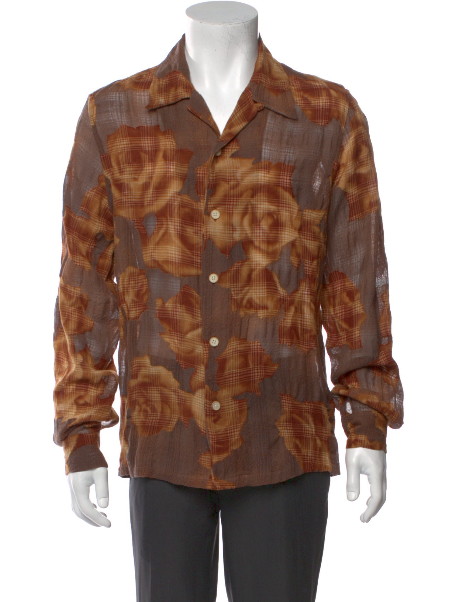 CMMN SWDN Virgin Wool Plaid Print Shirt