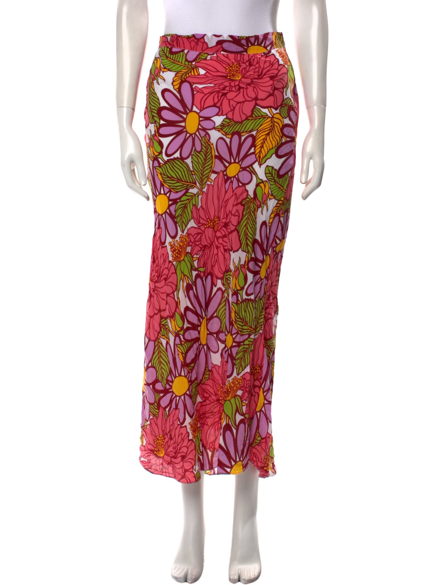 S/W/F Floral Print Midi Length Skirt