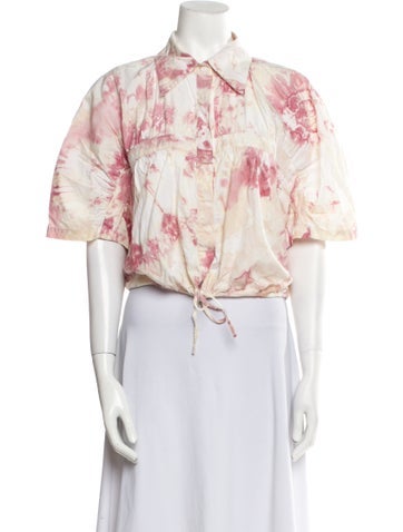 S/W/F Tops Floral Print Short Sleeve Crop Top L