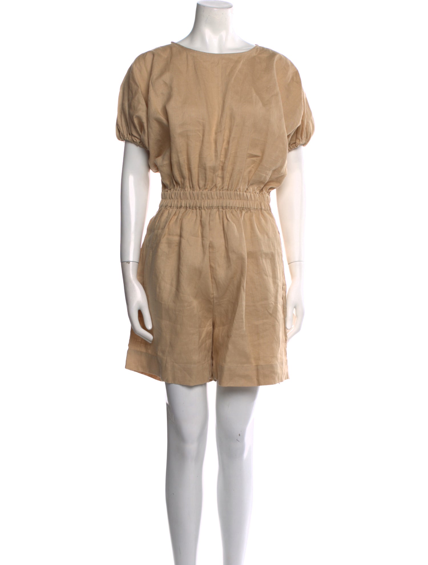 S/W/F Linen Bateau Neckline Romper