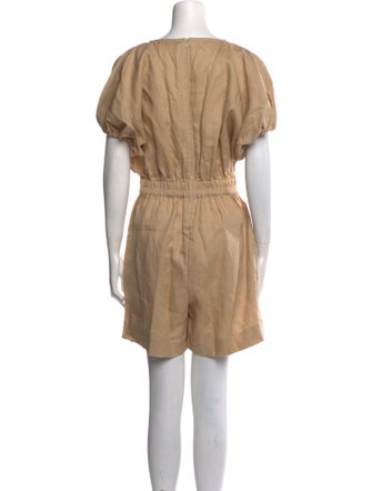 S/W/F Linen Bateau Neckline Romper