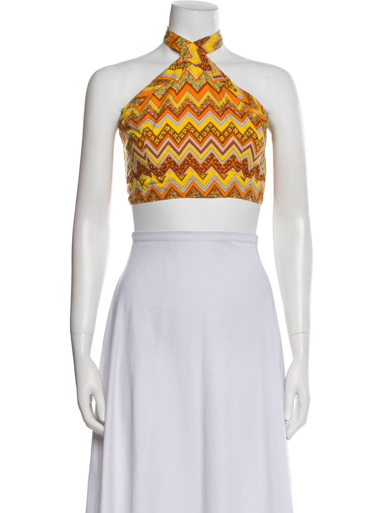 S/W/F Printed Halterneck Crop Top