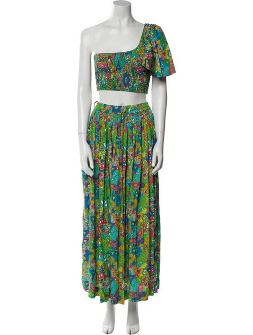 S/W/F Printed Pleated Accents Skirt Set
