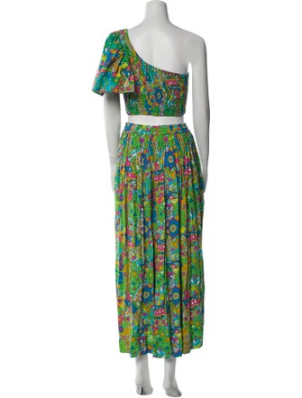 S/W/F Printed Pleated Accents Skirt Set