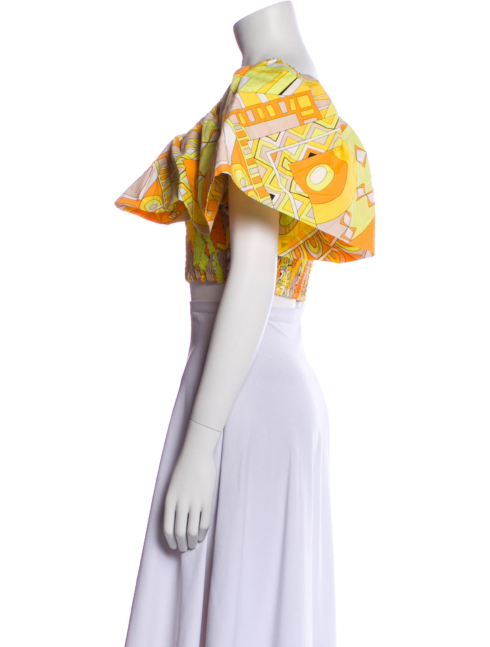 S/W/F Printed One-Shoulder Crop Top w/ Tags