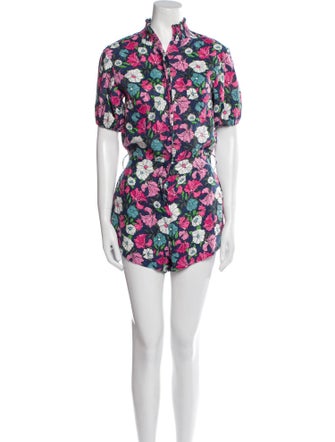 S/W/F Linen Floral Print Romper