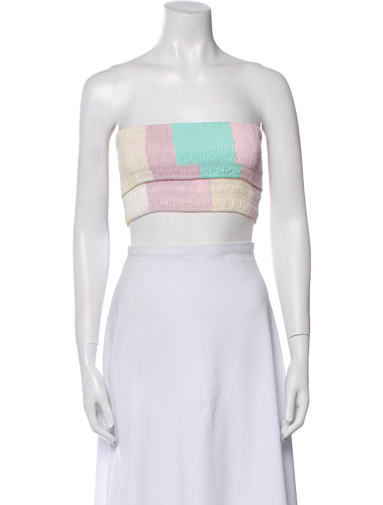 S/W/F Striped Strapless Crop Top