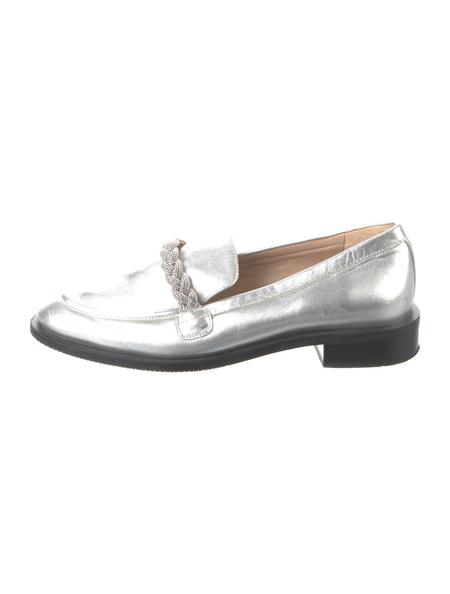 Stuart Weitzman x Gigi Hadid Leather Crystal Embellishments Loafers