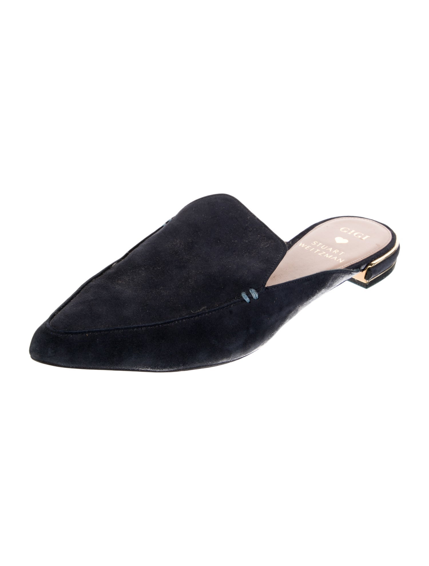 Stuart Weitzman x Gigi Hadid Suede Embroidered Accent Mules