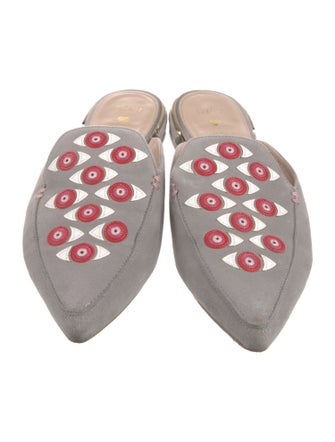 Stuart Weitzman x Gigi Hadid Suede Floral Print Mules