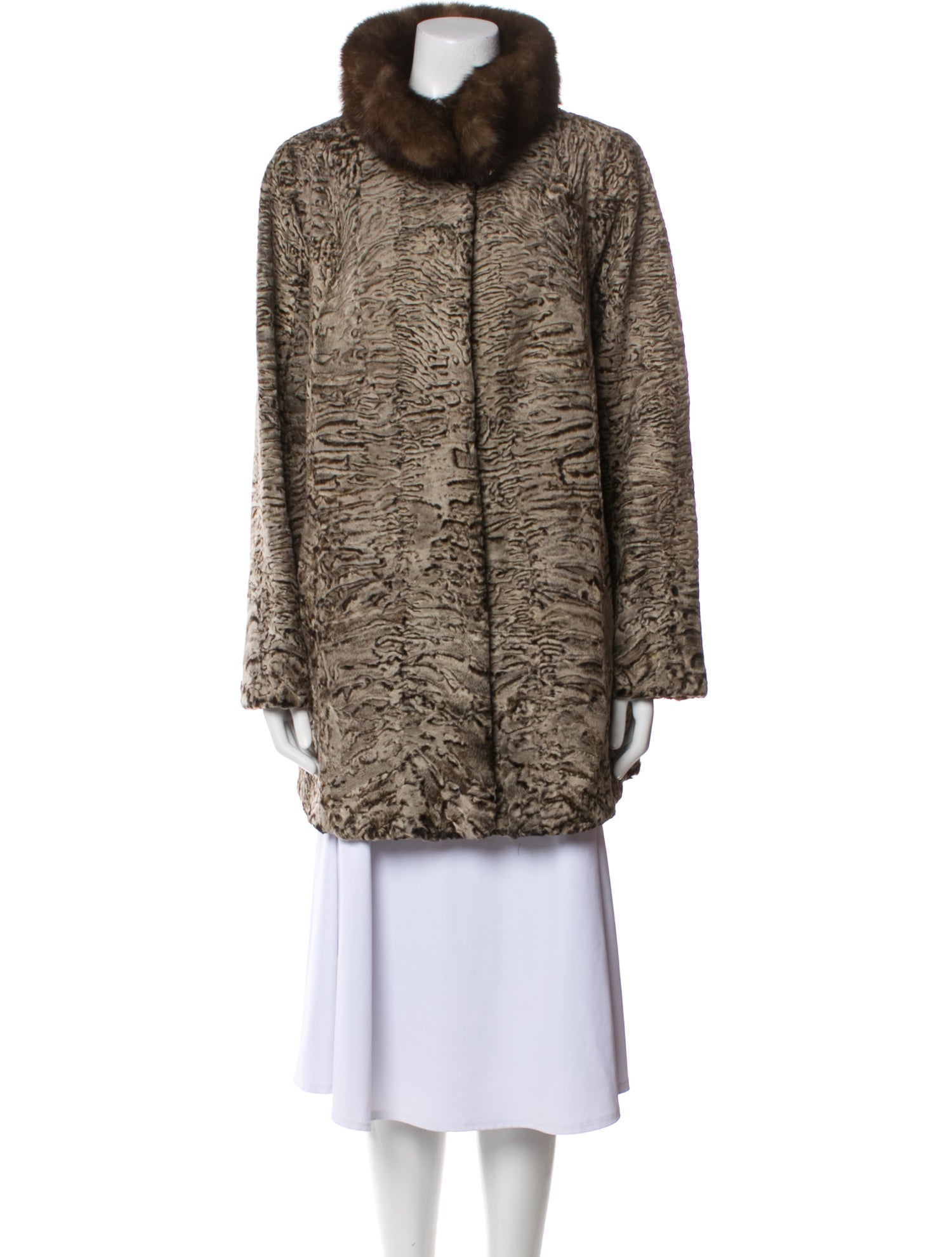 Swakara Animal Print Fur Coat