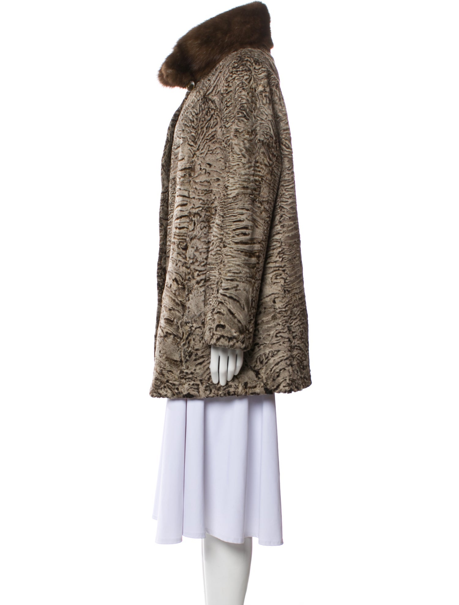 Swakara Animal Print Fur Coat