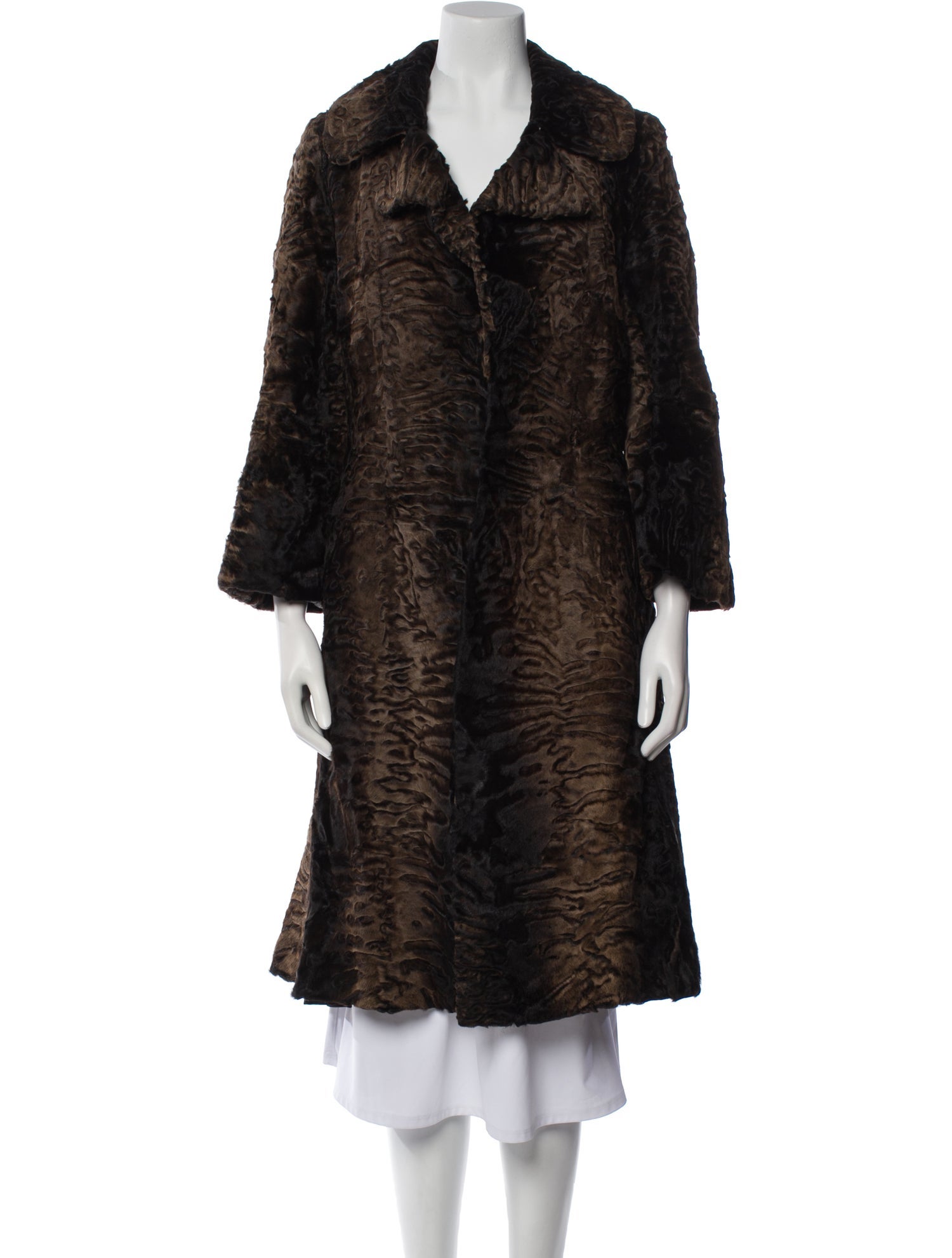 Swakara Animal Print Fur Coat