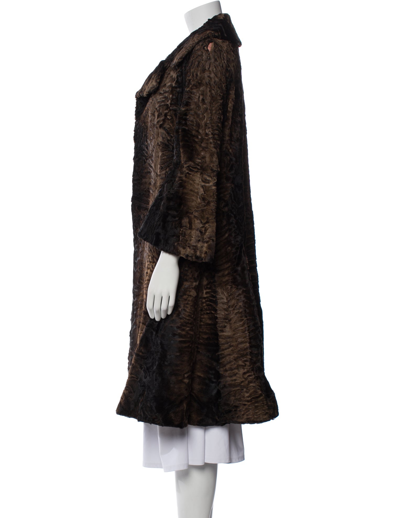 Swakara Animal Print Fur Coat
