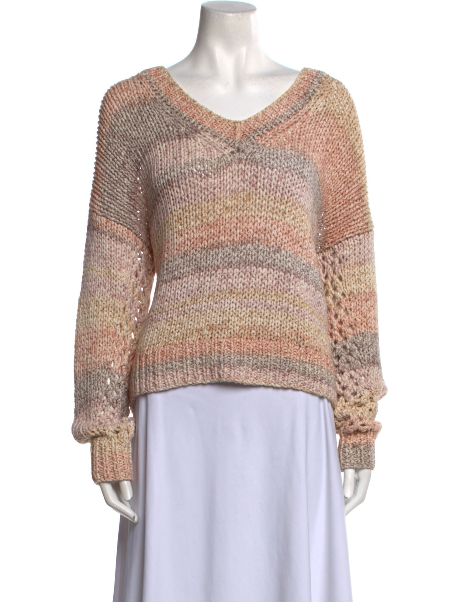 360 SWEATER Striped V-Neck Sweater