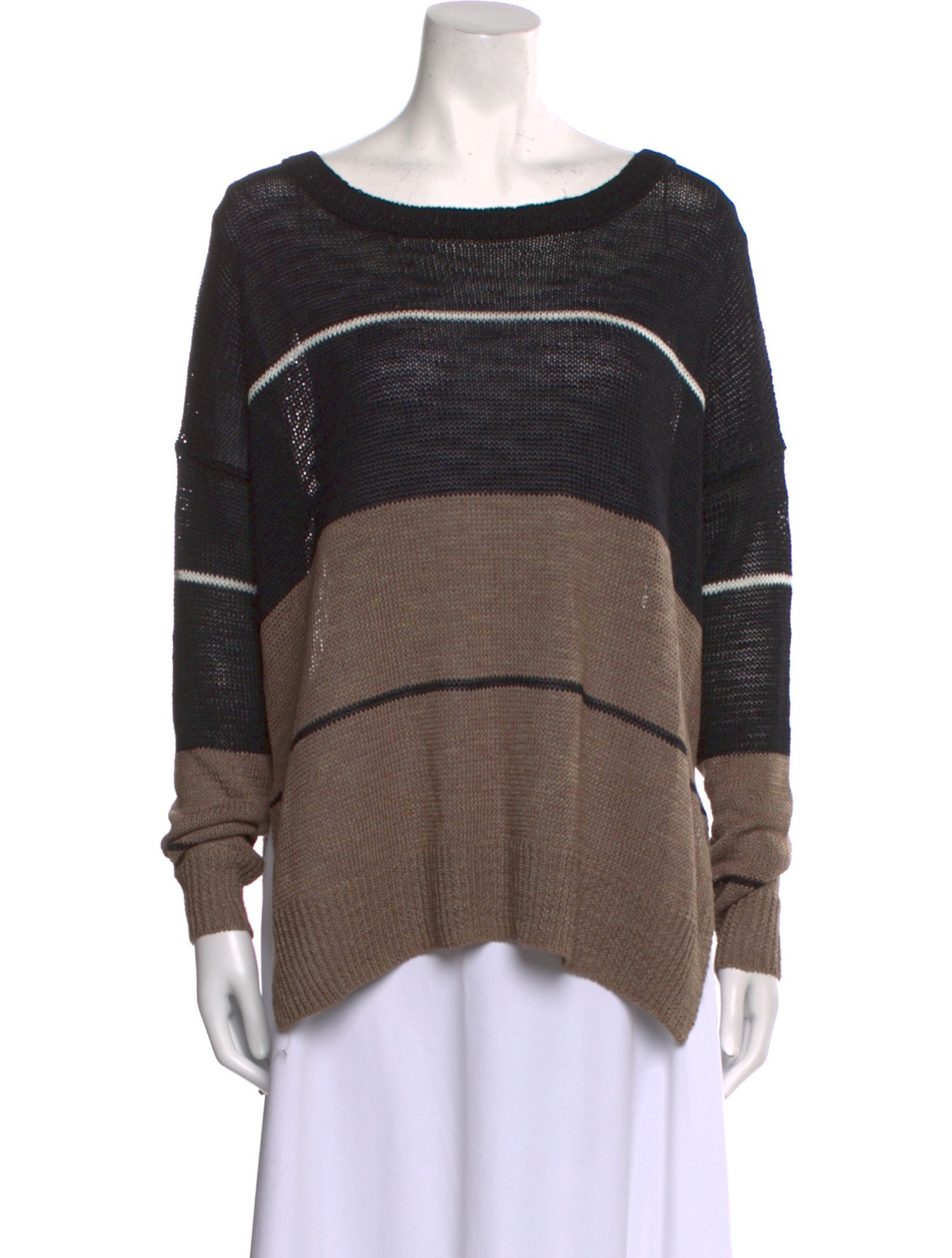 360 SWEATER Striped Scoop Neck Sweater w/ Tags