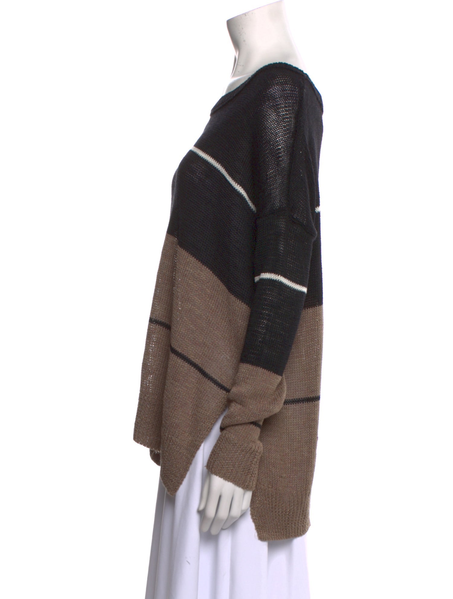 360 SWEATER Striped Scoop Neck Sweater w/ Tags