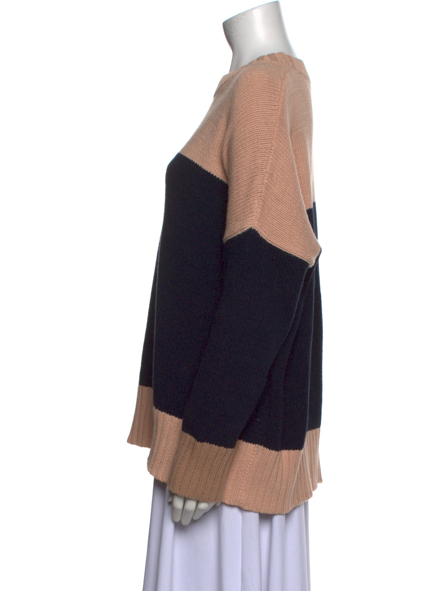 360 SWEATER Colorblock Pattern Crew Neck Sweater