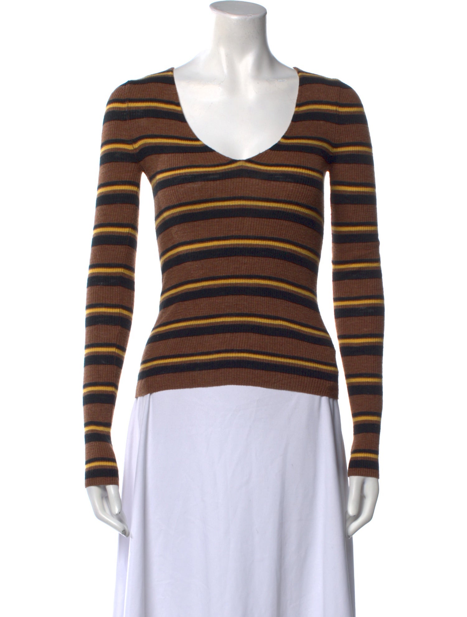360 SWEATER Striped V-Neck Sweater