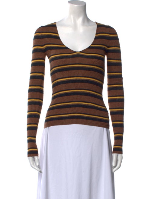 360 SWEATER Striped V-Neck Sweater