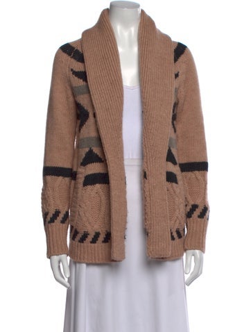 Pre-owned 360 Sweater Patterned Open Front Sweater In Pink