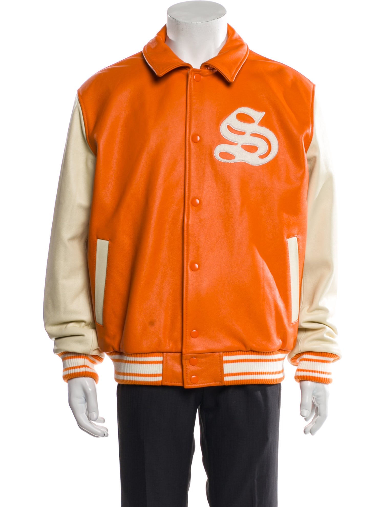 Spider Worldwide x Young Thug Leather Graphic Print Varsity Jacket