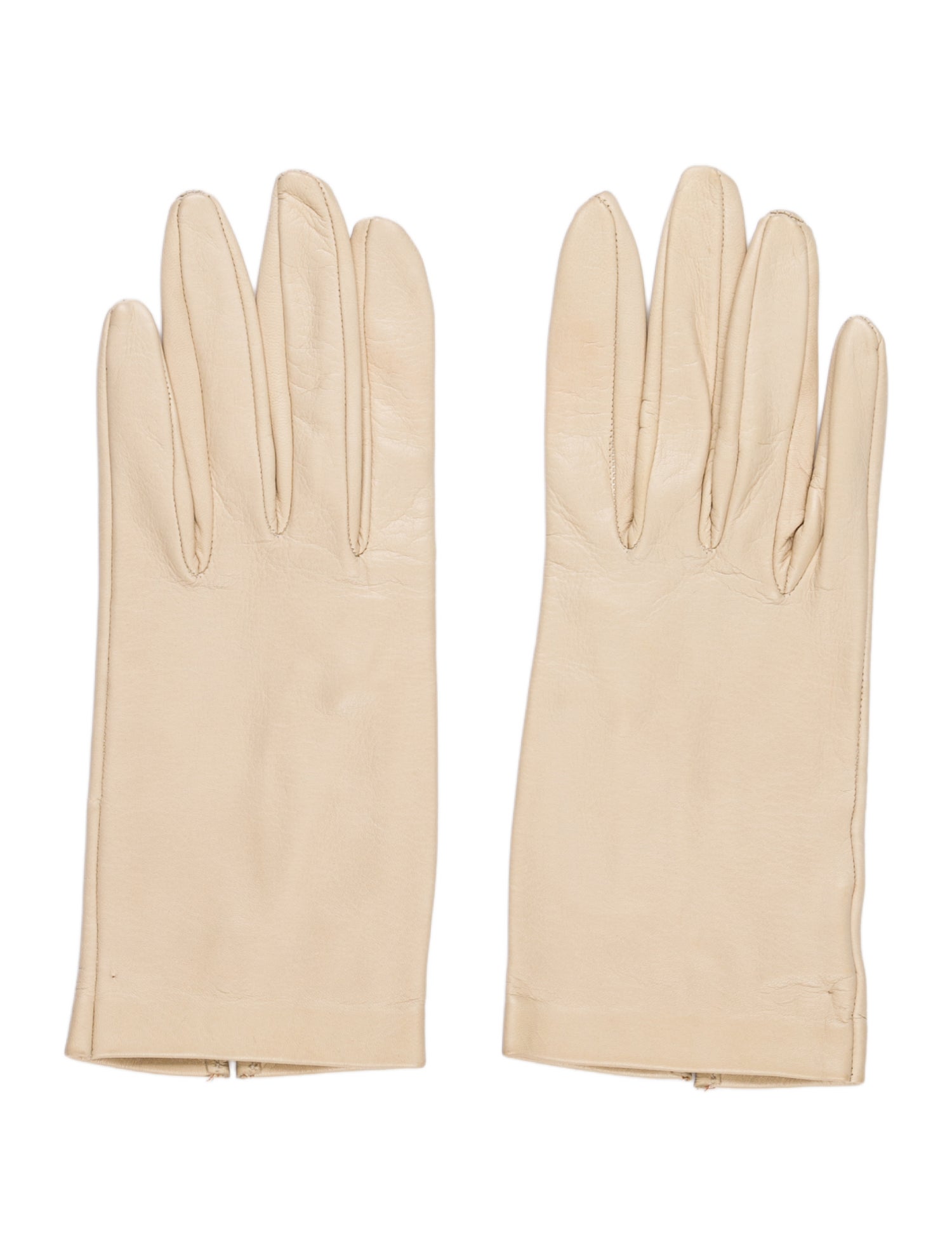 Sermoneta Gloves Beige Genuine Leather Mittens, W. Tags