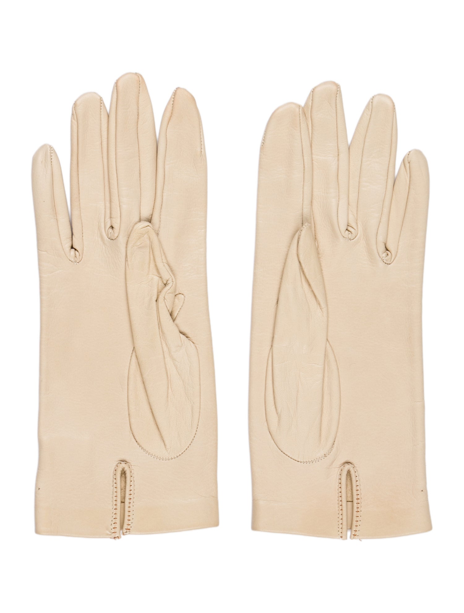 Sermoneta Gloves Beige Genuine Leather Mittens, W. Tags