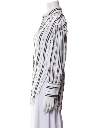 System Striped Long Sleeve Button-Up Top